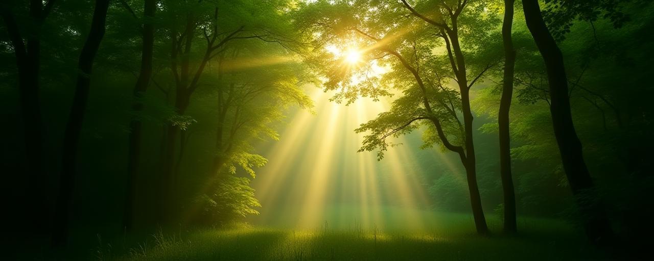 A lush green forest symbolizing sustainability commitment