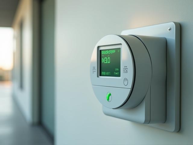 Smart electricity meter installed on wall